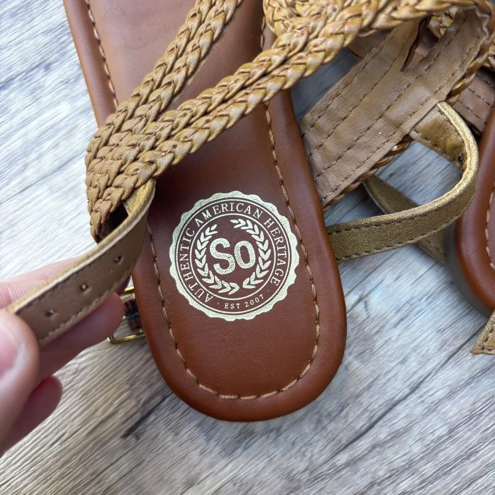 SO American Heritage Braided Strap Brown‎ Sandals - Kid's Size 12